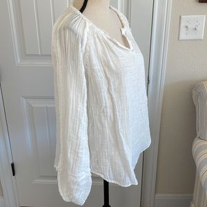 Red Haute 100% Cotton Long Sleeve Oversized Pullover Top White Size Smal…